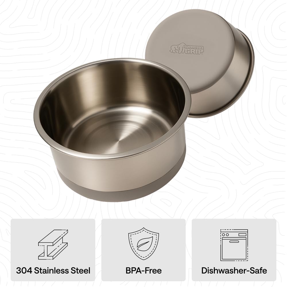 GORILLA GRIP Stainless Steel Dog Bowls