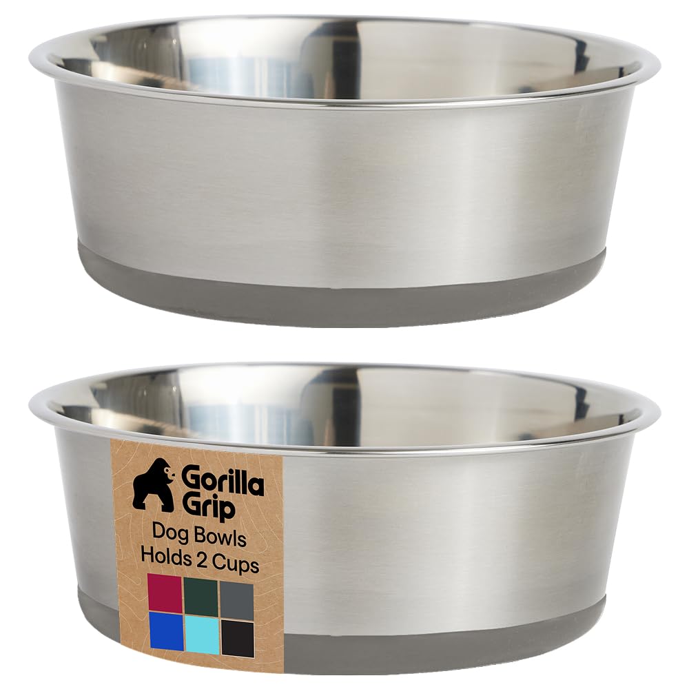 GORILLA GRIP Stainless Steel Dog Bowls