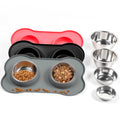 Stainless Steel Dog Bowls with Silicone Feeding Mat