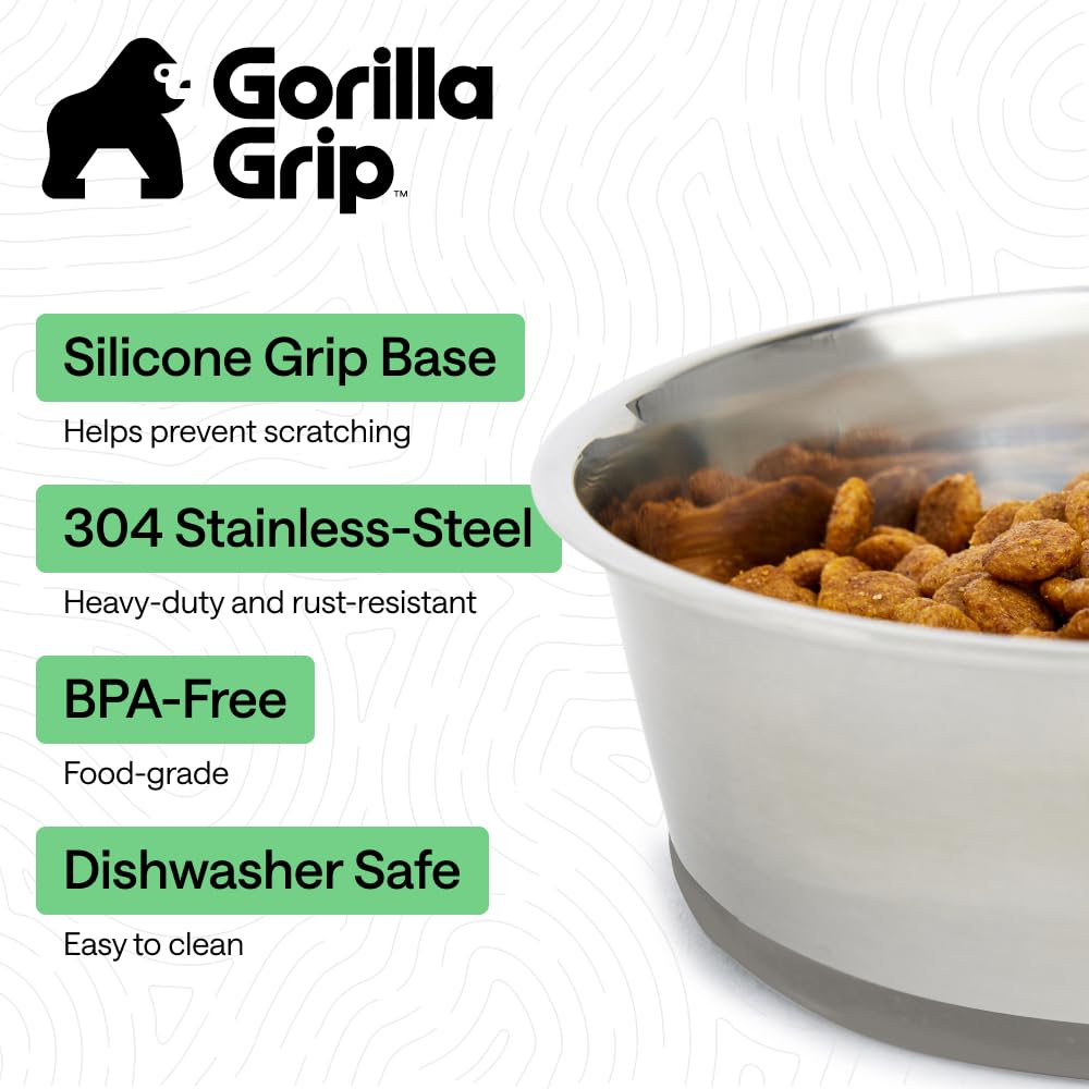 GORILLA GRIP Stainless Steel Dog Bowls