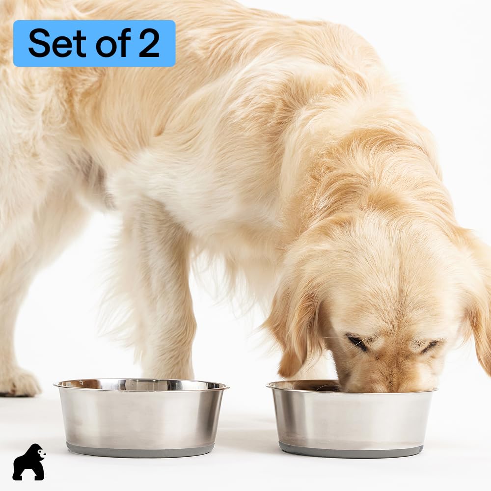 GORILLA GRIP Stainless Steel Dog Bowls
