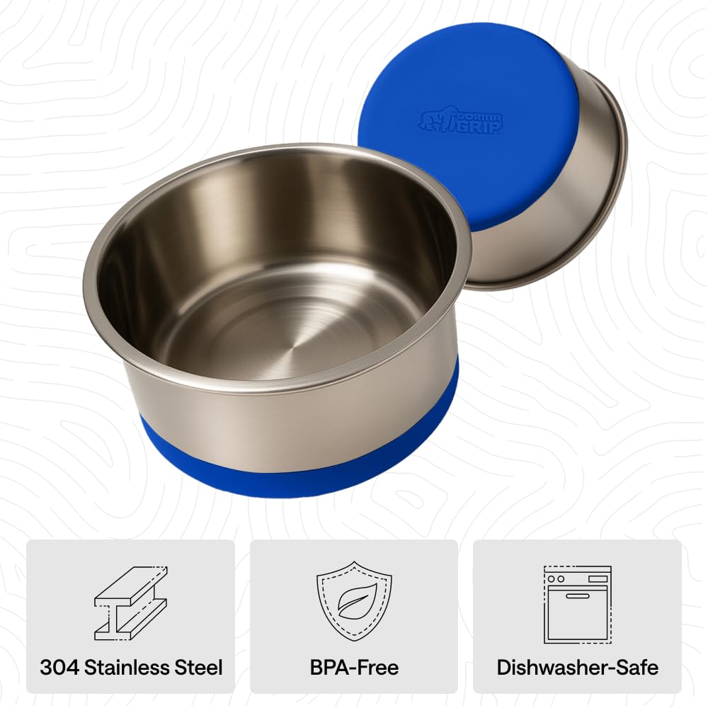 GORILLA GRIP Stainless Steel Dog Bowls