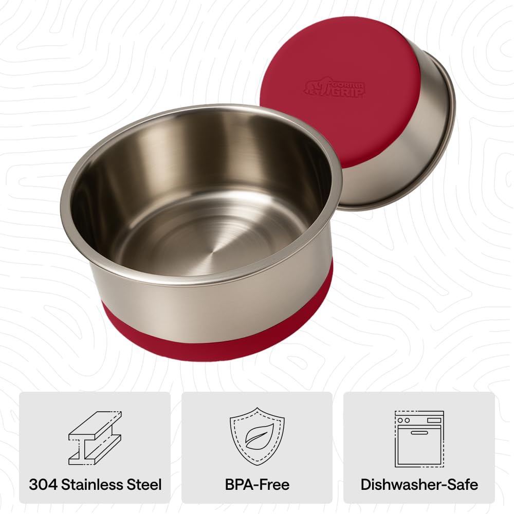 GORILLA GRIP Stainless Steel Dog Bowls