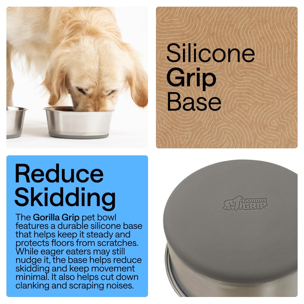 GORILLA GRIP Stainless Steel Dog Bowls