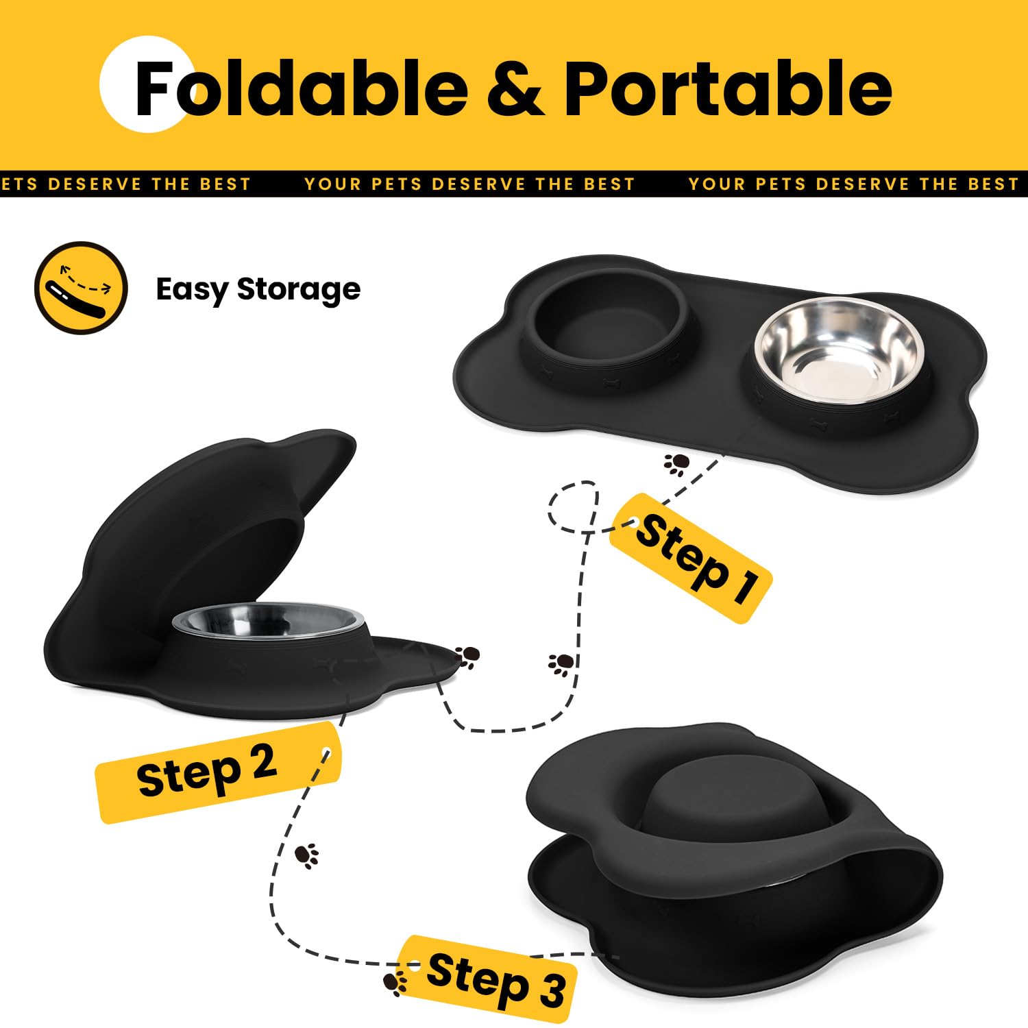 Stainless Steel Dog Bowls with Silicone Feeding Mat