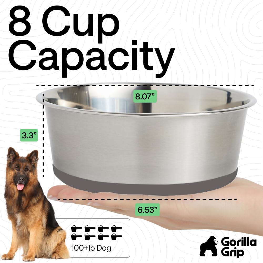 GORILLA GRIP Stainless Steel Dog Bowls