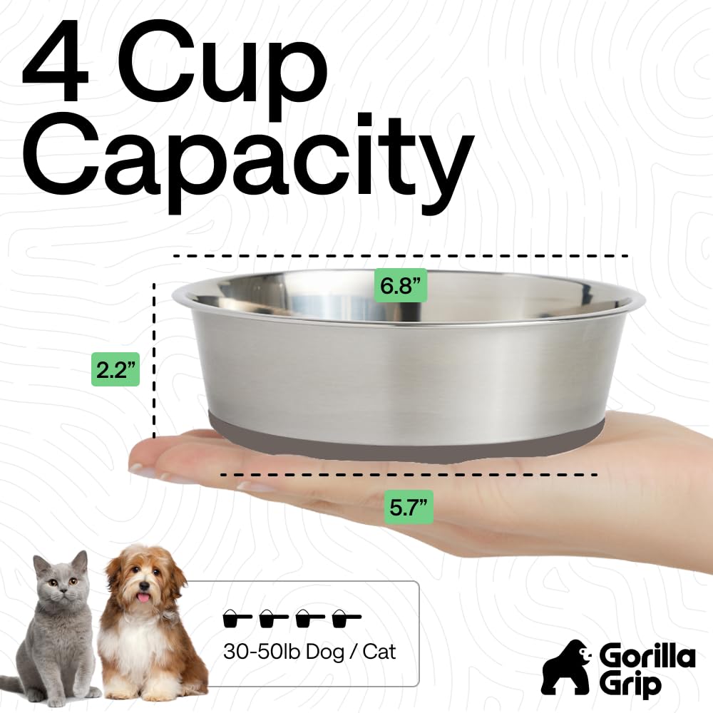 GORILLA GRIP Stainless Steel Dog Bowls