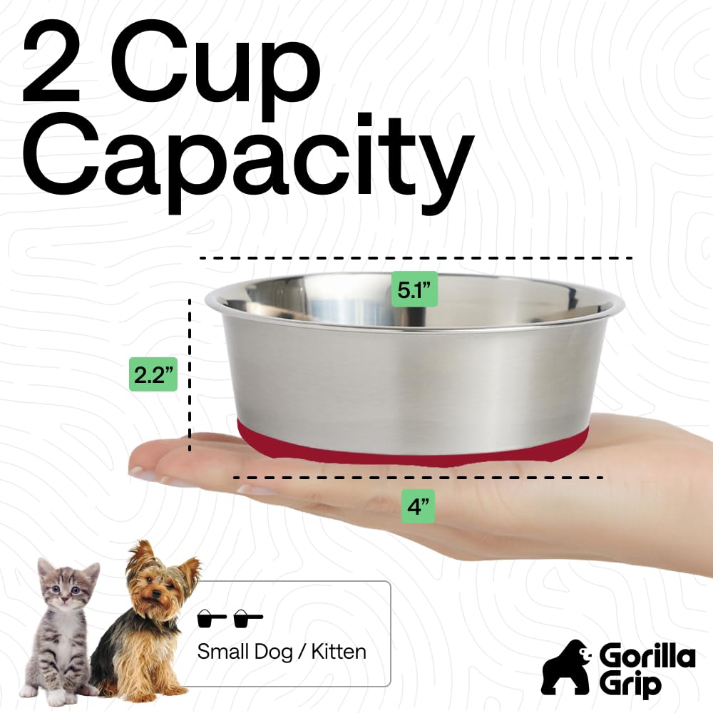 GORILLA GRIP Stainless Steel Dog Bowls