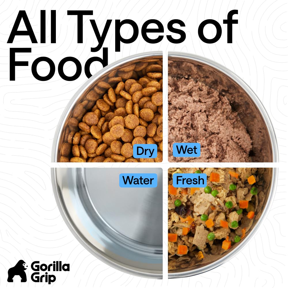 GORILLA GRIP Stainless Steel Dog Bowls