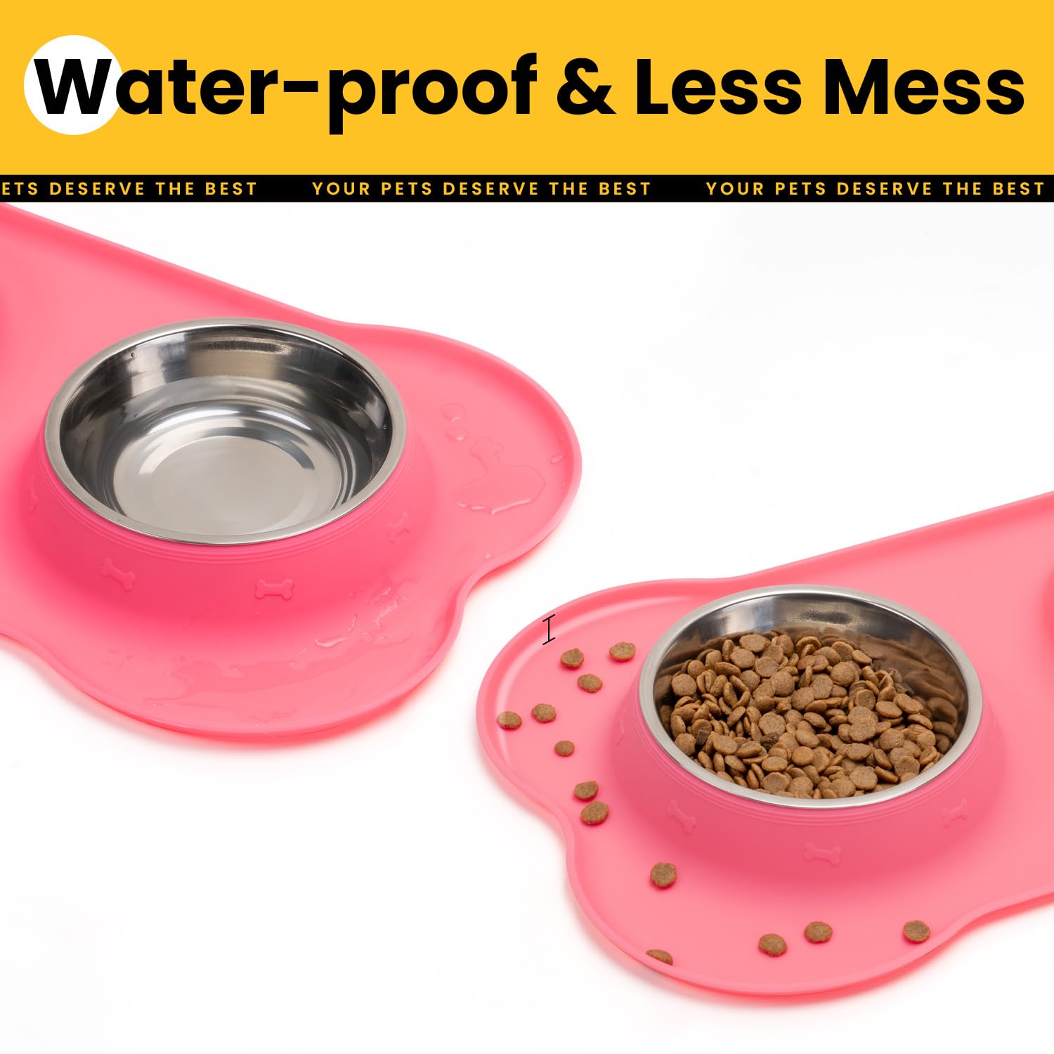 Stainless Steel Dog Bowls with Silicone Feeding Mat
