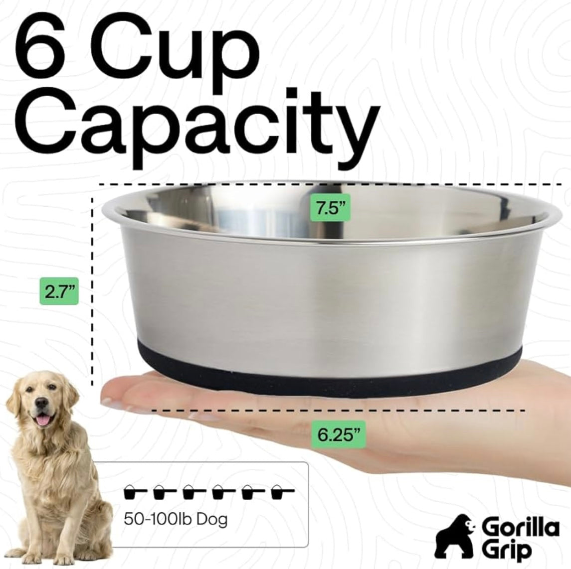 GORILLA GRIP Stainless Steel Dog Bowls